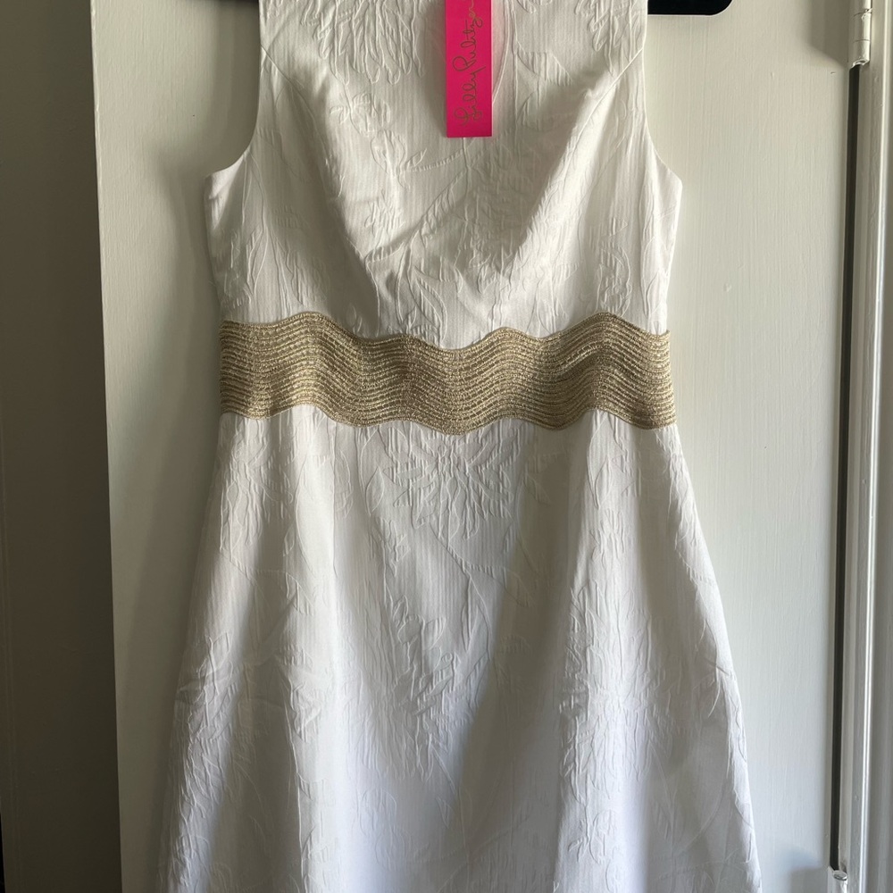 Lilly Pulitzer Cream Halter A-Line Midi Dress